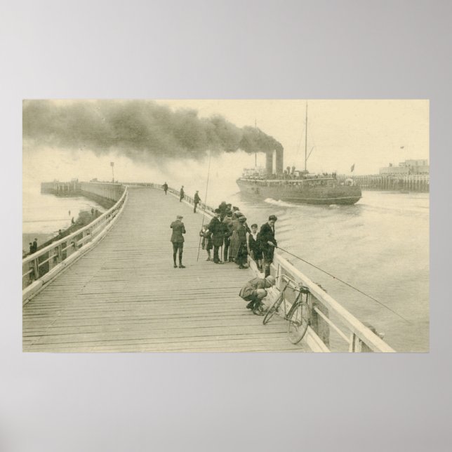 Poster Vintage Steamer Le Mailboat de Dover à Ostende (Devant)