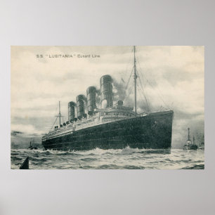 Poster Vintage Steamer SS Lusitania