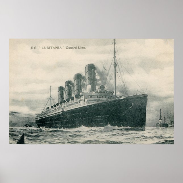 Poster Vintage Steamer SS Lusitania (Devant)