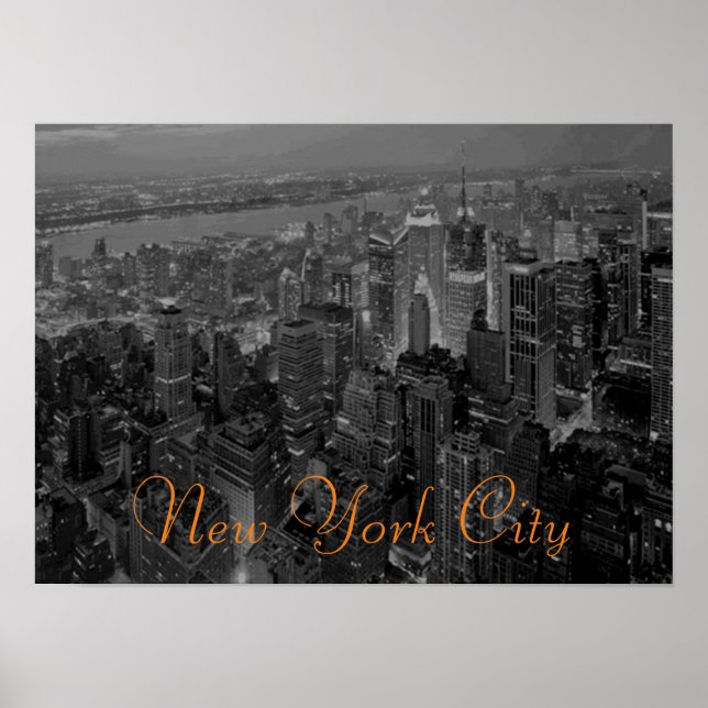 Poster vintage style New York City Script (Devant)
