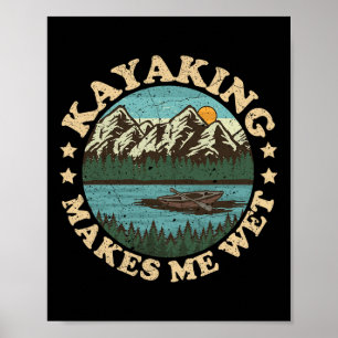 Poster Vintage Sunset Kayaking Me Rend Humide River Booki