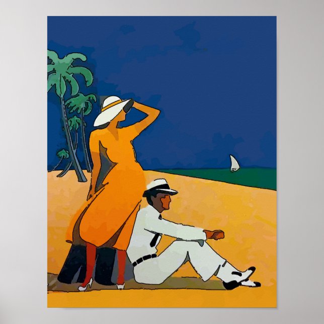 Poster Vintage Sur La Plage (Devant)