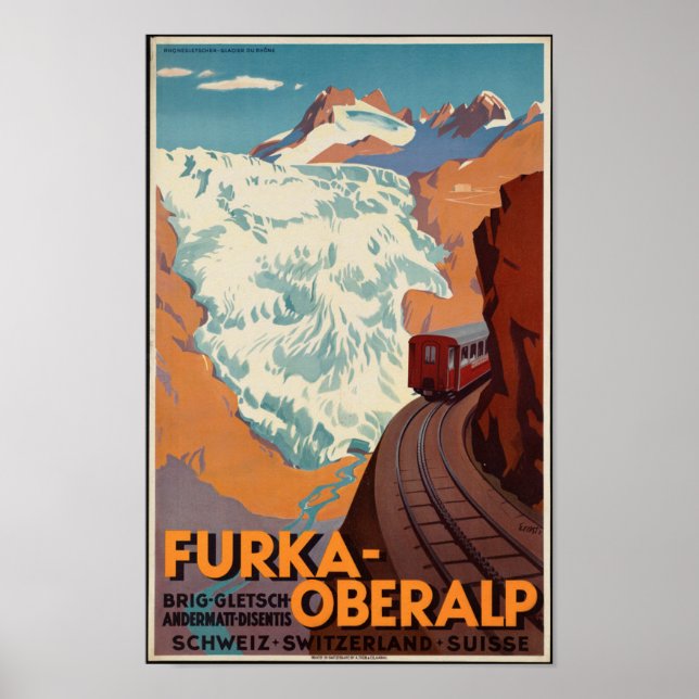 Poster vintage Swiss Railroad Travel (Devant)