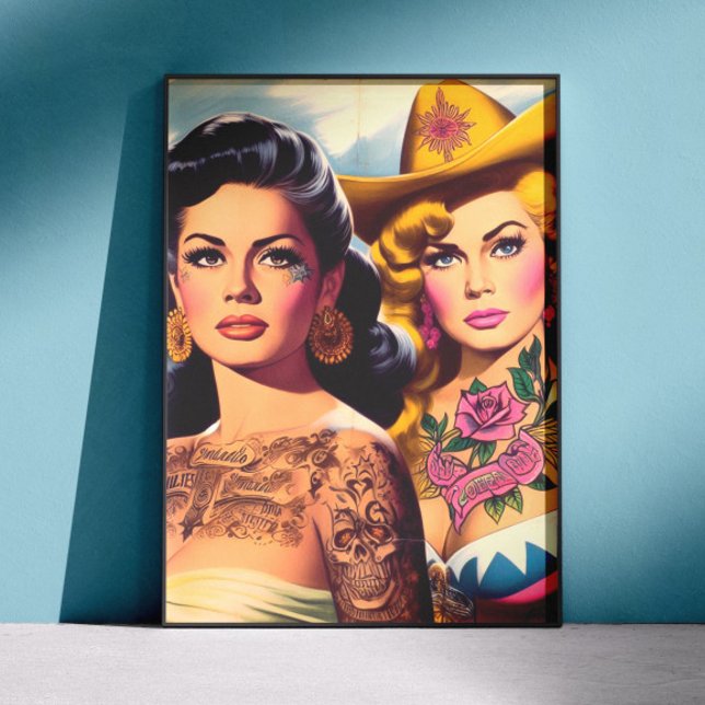 Poster Vintage Tattooed Cowgirls (Créateur téléchargé)