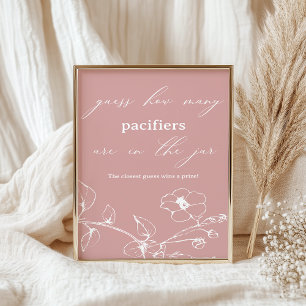 Poster Vintage Temps Floral Baby shower Guess Jeu