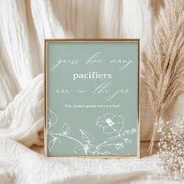 Poster Vintage Temps Floral Baby shower Guess Jeu