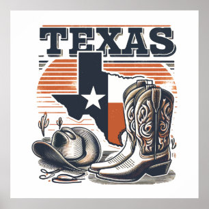 Poster Vintage Texas Cowboy