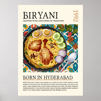 Poster Vintage Traditional Hyderabadi Biryani Artwork