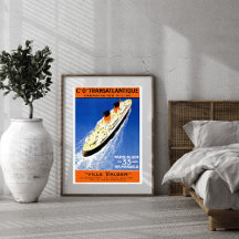 Poster vintage Transatlantic Cruise Ship
