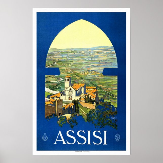 Poster Vintage travel, Assisi (Devant)