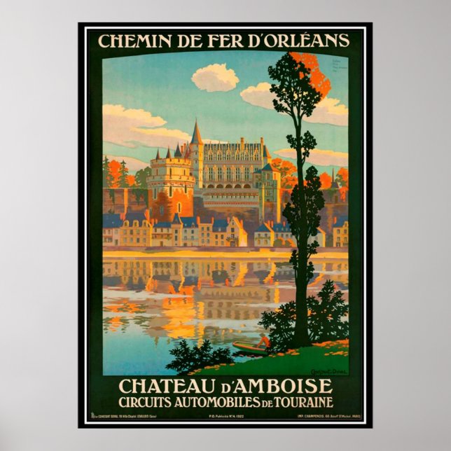 Poster Vintage travel France, Château d'Amboise - (Devant)