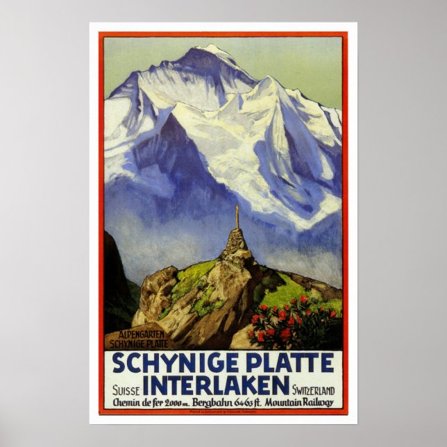 Poster Vintage travel, Interlaken (Devant)