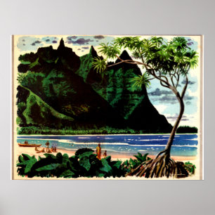 Poster vintage, Tropical Island Beach