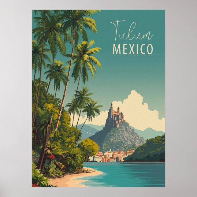 Poster Vintage Tulum Mexico Travel (Devant)