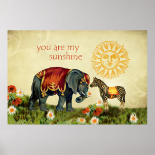 Poster Vintage Valentine Animals en Love Collage