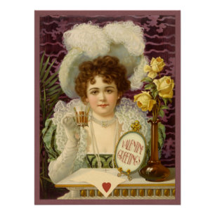 Poster Vintage Valentine Café Girl CC0354