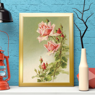 Poster Vintage Valentine's Day Pink Victorian Garden Rose