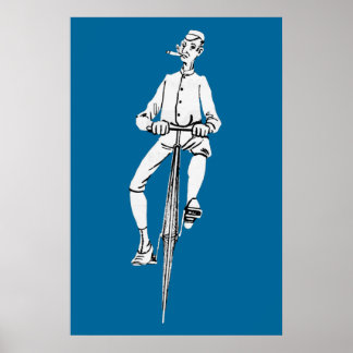 Poster Vintage Vélo Guy Fumer Cigar Graphic Drôle
