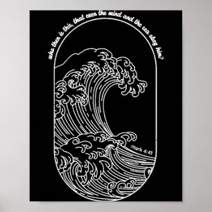 Poster Vintage Vent Et Vagues Obéir Chrétien Jésus Japane