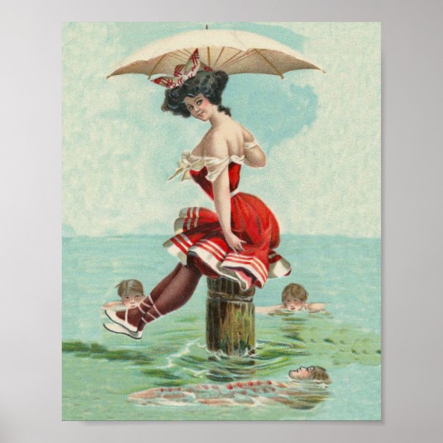 Poster Vintage Victorian Bathing Beauty (Devant)