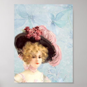 Poster Vintage Victorienne Élégante Dame En Casquette De 
