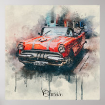 Vintage vieille voiture American rouge ouvert