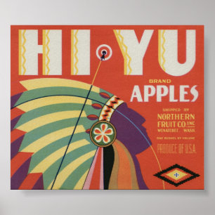 Poster Vintage Vieux Étiquettes de la pomme Fruit