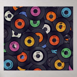 Poster Vintage Vinyl Records Arrière - plan de musique