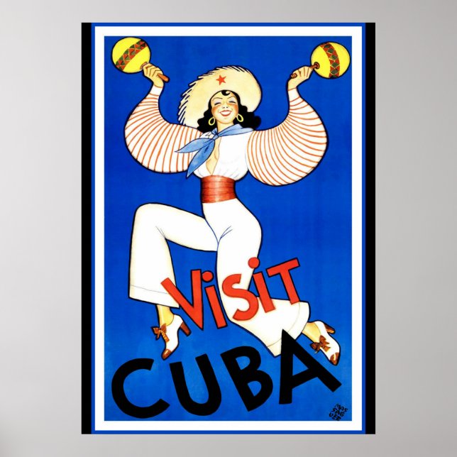 Poster Vintage - Visiter Cuba (Devant)