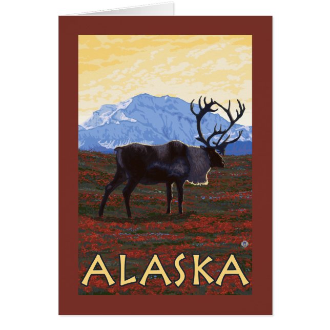 Poster Vintage voyage AlaskaCaribou (Devant)