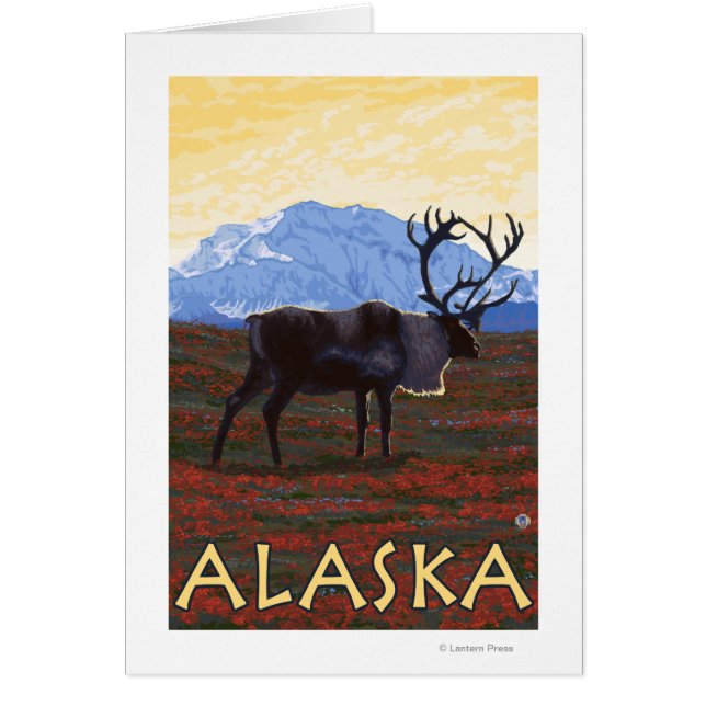 Poster Vintage voyage AlaskaCaribou (Devant)