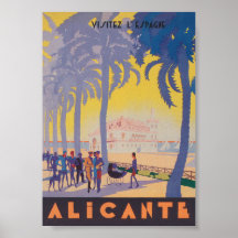 Poster Vintage voyage Alicante Espagne