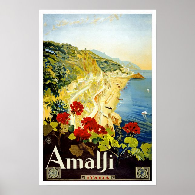 Poster Vintage Voyage, Amalfi (Devant)