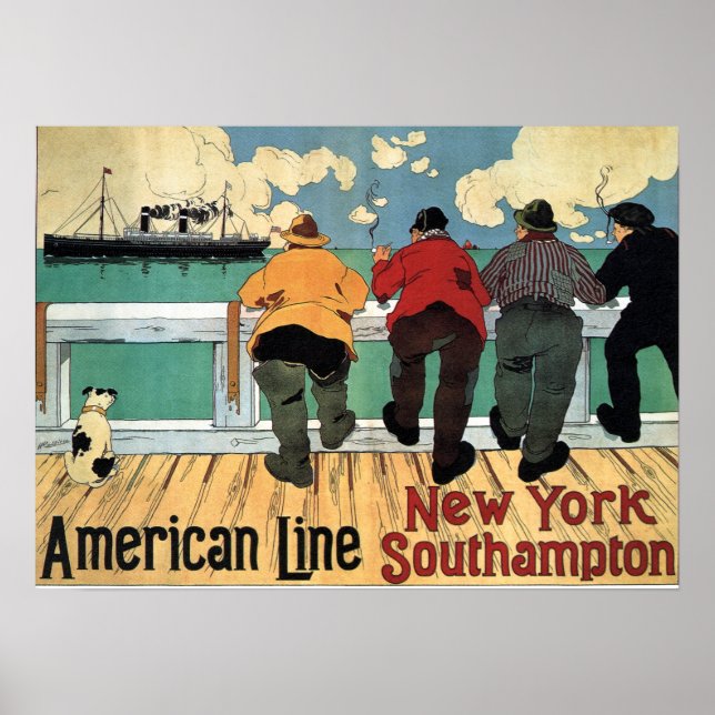 POSTER VINTAGE VOYAGE AMÉRICAIN 1900 (Devant)