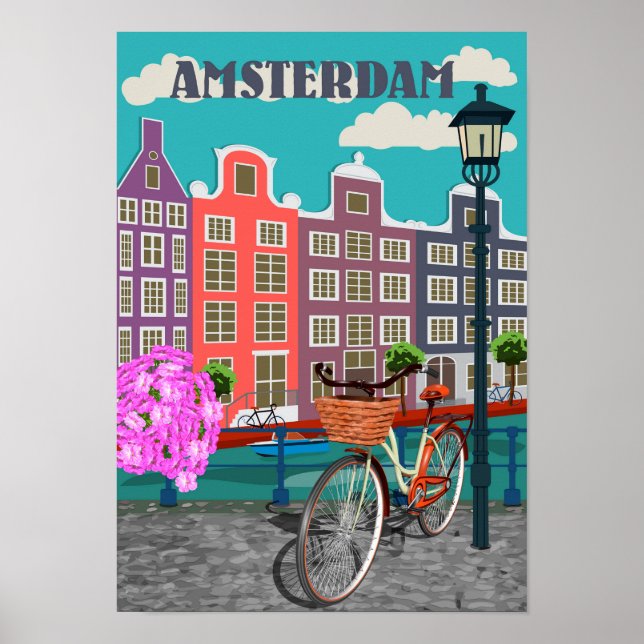 Poster Vintage voyage Amsterdam (Devant)
