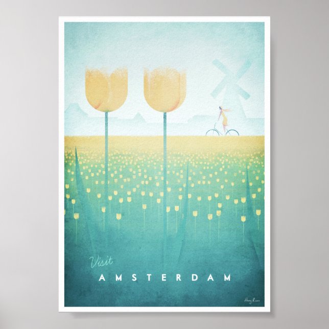 Poster Vintage voyage Amsterdam (Devant)
