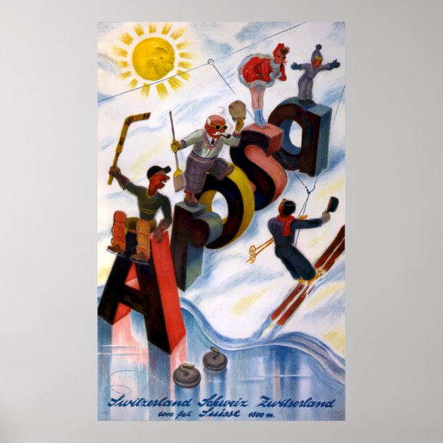 Poster Vintage voyage Arosa Suisse (Devant)