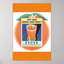 Poster Vintage voyage Azusa California