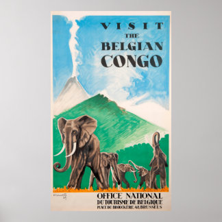 Poster Vintage voyage - Belgique Congo