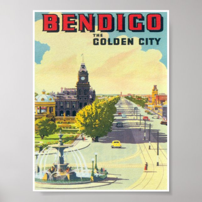Poster Vintage voyage Bendigo Australie (Devant)