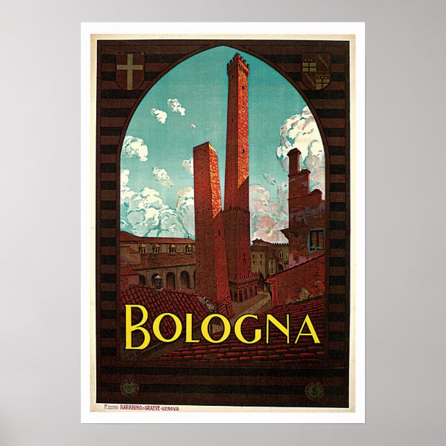 Poster Vintage voyage Bologne Italie (Devant)