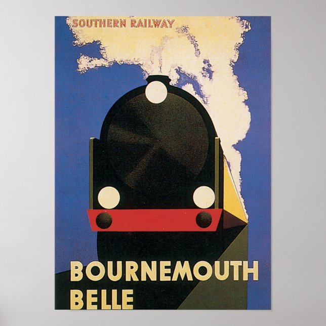 Poster Vintage voyage Bournemouth Belle Train (Devant)