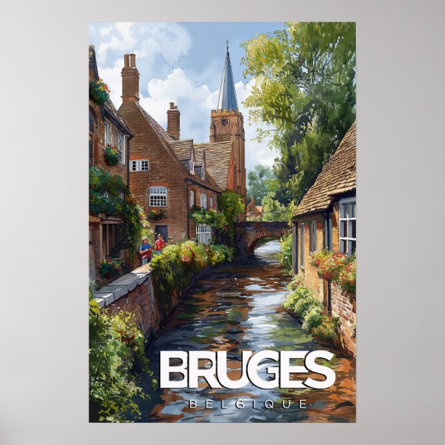 Poster Vintage voyage Bruges (Devant)
