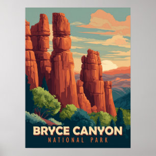 Poster Vintage voyage Bryce Canyon National Park Utah
