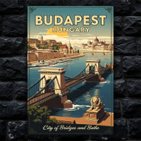 Poster Vintage voyage Budapest, Hongrie 1960