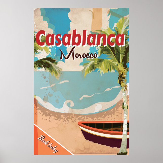 Poster Vintage voyage Casablanca (Devant)