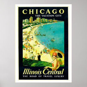 Poster Vintage voyage, Chicago, Illinois