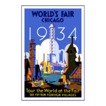 Poster Vintage voyage Chicago World's Fair 3 1934