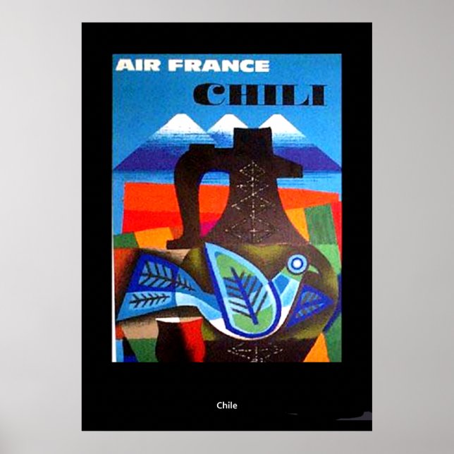 Poster Vintage voyage Chili Imprimer (Devant)