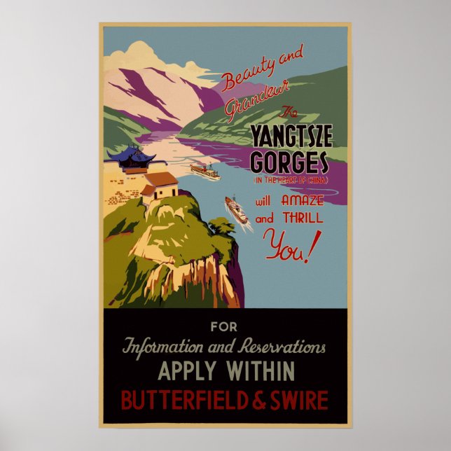 Poster Vintage voyage Chine (Devant)